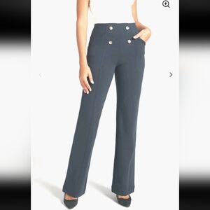 Betabrand women's Atlantic wide-leg dress pants slash pockets Medium Gray M.